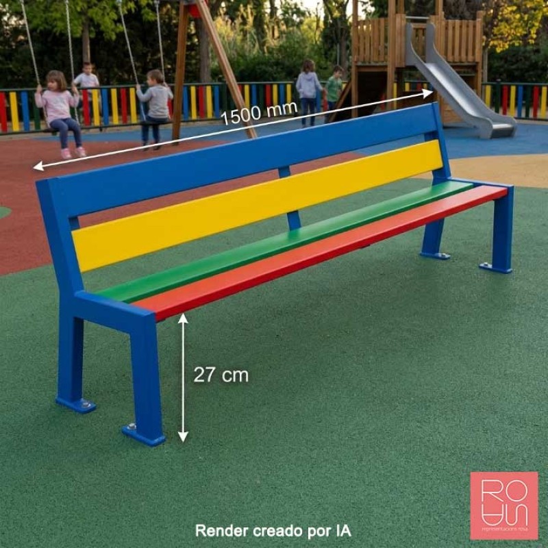 Banc infantil Silaos de fusta multicolor